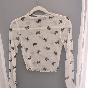 Butterfly Mesh Long Sleeve Top